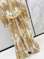 ZimmenM Early Autumn Baroque-Inspired Maxi Dress – Elegant Resort Style in Premium Linen - Image 6