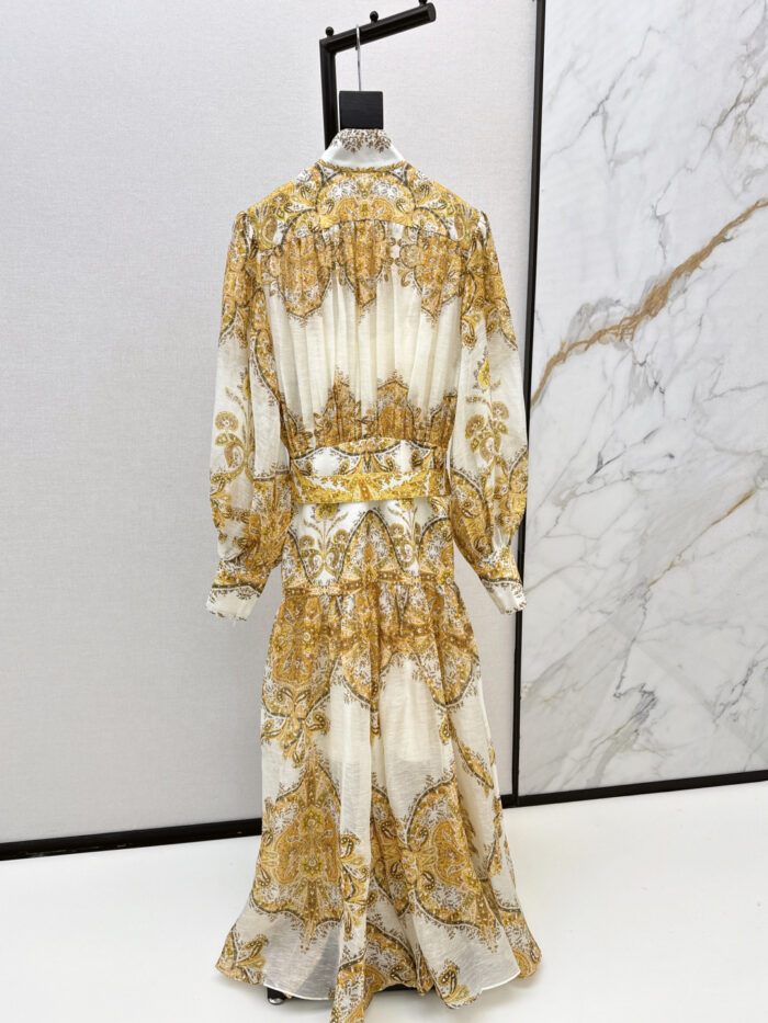 ZimmenM Early Autumn Baroque-Inspired Maxi Dress – Elegant Resort Style in Premium Linen - Image 8