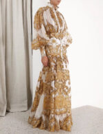 ZimmenM Early Autumn Baroque-Inspired Maxi Dress – Elegant Resort Style in Premium Linen - Image 12