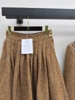 Elegant Contrast-Trim Wool Tweed Set – Blazer & Pleated Skirt | Fall/Winter Collection - Image 3