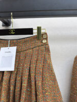 Elegant Contrast-Trim Wool Tweed Set – Blazer & Pleated Skirt | Fall/Winter Collection - Image 4