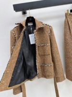 Elegant Contrast-Trim Wool Tweed Set – Blazer & Pleated Skirt | Fall/Winter Collection - Image 10