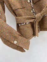 Elegant Contrast-Trim Wool Tweed Set – Blazer & Pleated Skirt | Fall/Winter Collection - Image 11