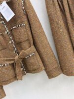 Elegant Contrast-Trim Wool Tweed Set – Blazer & Pleated Skirt | Fall/Winter Collection - Image 12