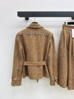 Elegant Contrast-Trim Wool Tweed Set – Blazer & Pleated Skirt | Fall/Winter Collection - Image 13