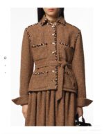Elegant Contrast-Trim Wool Tweed Set – Blazer & Pleated Skirt | Fall/Winter Collection - Image 16