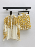 ZimmenM Baroque-Inspired Luxury Resort Set – Embroidered Blouse & Fitted Skirt