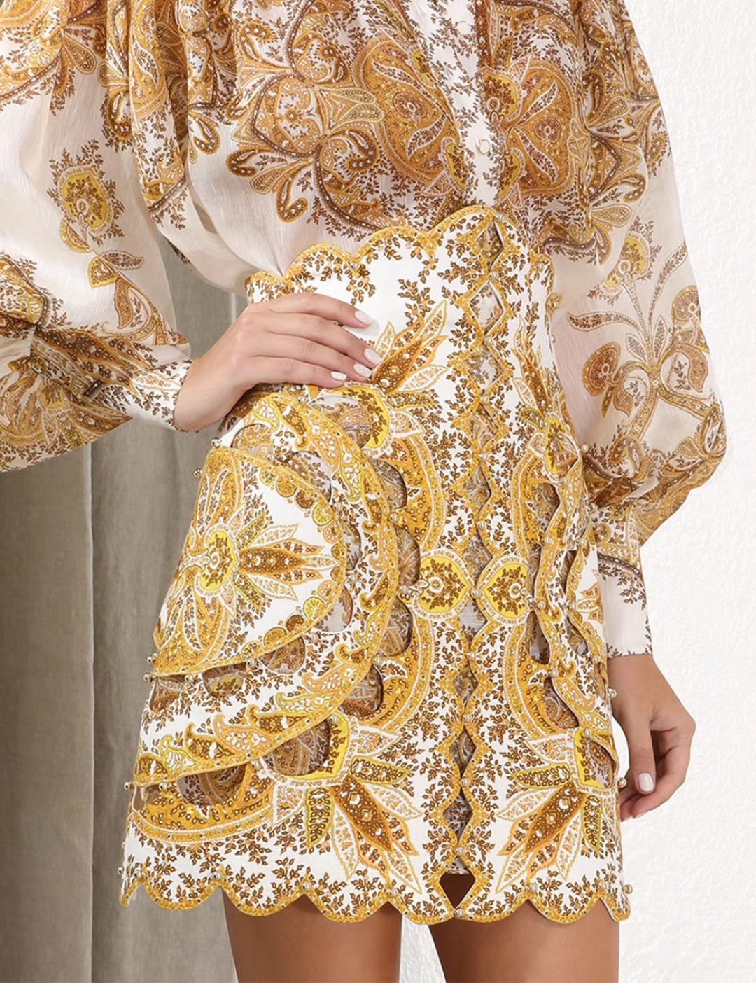 wsxc1754573816547_1 ZimmenM Baroque-Inspired Luxury Resort Set – Embroidered Blouse & Fitted Skirt - Image 15