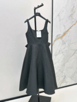 Dior Black & Gold Bow-Back Midi Dress – Quilted Cannage A-Line Elegance