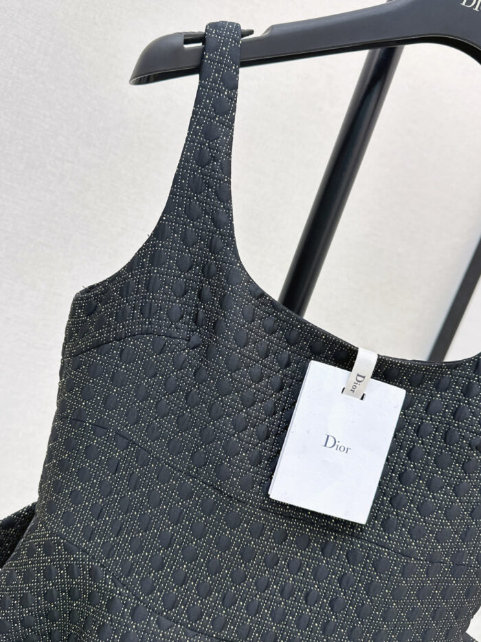 Dior Black & Gold Bow-Back Midi Dress – Quilted Cannage A-Line Elegance - Image 4