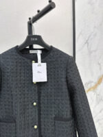 Dior Black & Gold Cannage Quilted Boxy Jacket – Pearl Button Detail - Image 2