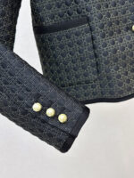 Dior Black & Gold Cannage Quilted Boxy Jacket – Pearl Button Detail - Image 4