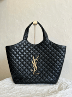Oversized Nappa Leather Quilted Tote with Le Cassandre Accent – Antique Bronze Hardware