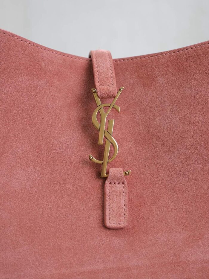Mini LE 5 À 7 Soft Shoulder Bag in Suede Leather – Light Pink, Cassandre Closure - Image 5