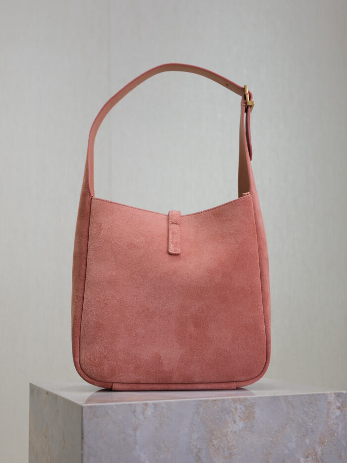 Mini LE 5 À 7 Soft Shoulder Bag in Suede Leather – Light Pink, Cassandre Closure - Image 7