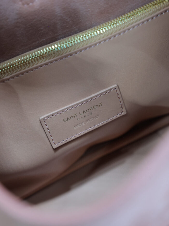 Mini LE 5 À 7 Soft Shoulder Bag in Suede Leather – Light Pink, Cassandre Closure - Image 9