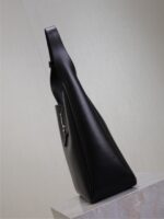 Large LE 5 À 7 Soft Leather Bag – Black with Silver Hardware, Cassandre Closure - Image 7