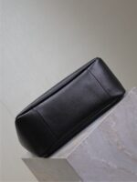 Large LE 5 À 7 Soft Leather Bag – Black with Silver Hardware, Cassandre Closure - Image 9