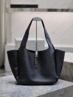 BEA Horizontal Tote Bag – Black with Aged Brass Hardware, Cassandre Closure