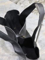 BEA Horizontal Tote Bag – Black with Aged Brass Hardware, Cassandre Closure - Image 3