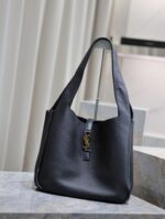 BEA Horizontal Tote Bag – Black with Aged Brass Hardware, Cassandre Closure - Image 4