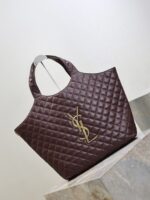 Oversized Nappa Leather Quilted Tote with Le Cassandre – Cabernet Red, Antique Bronze Hardware - Image 2