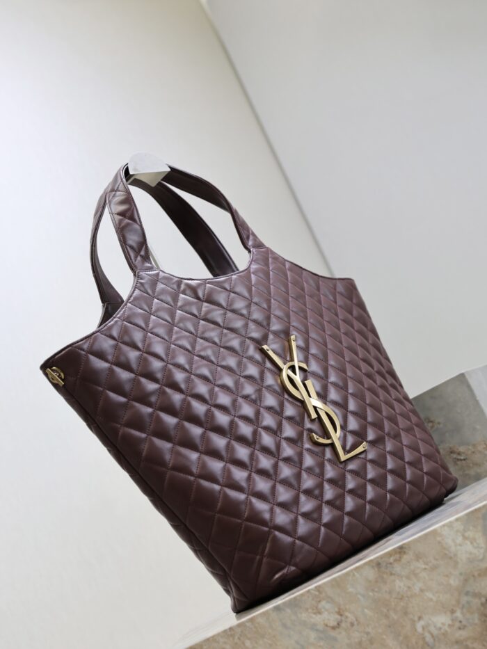 Oversized Nappa Leather Quilted Tote with Le Cassandre – Cabernet Red, Antique Bronze Hardware - Image 3