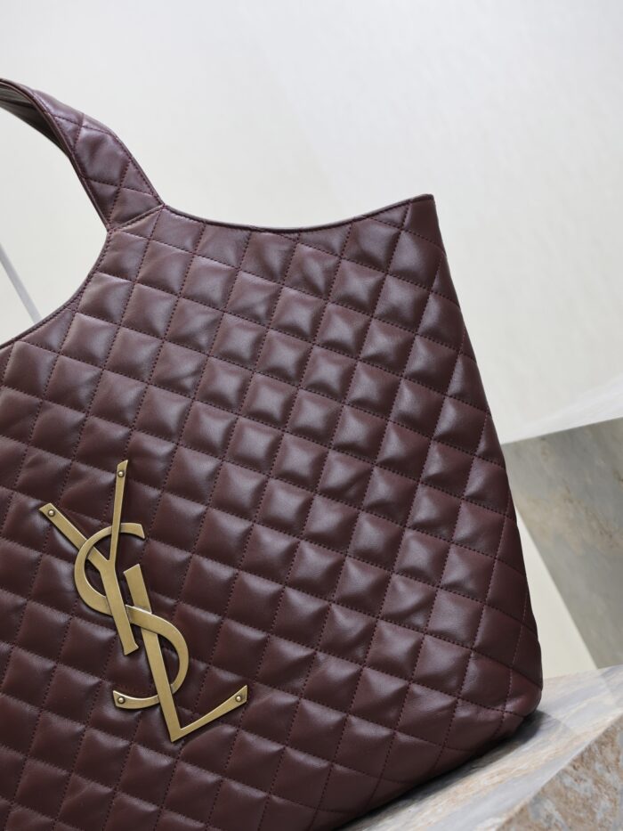 Oversized Nappa Leather Quilted Tote with Le Cassandre – Cabernet Red, Antique Bronze Hardware - Image 4