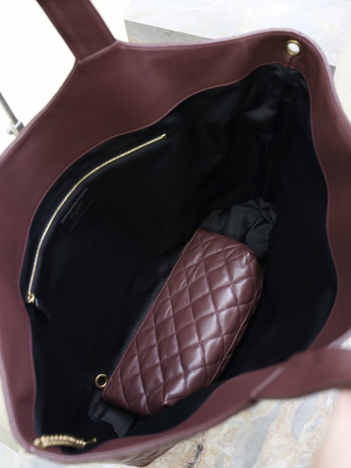 Oversized Nappa Leather Quilted Tote with Le Cassandre – Cabernet Red, Antique Bronze Hardware - Image 6