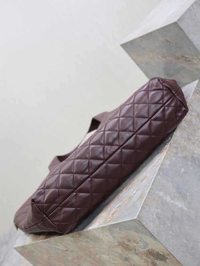 Oversized Nappa Leather Quilted Tote with Le Cassandre – Cabernet Red, Antique Bronze Hardware - Image 7