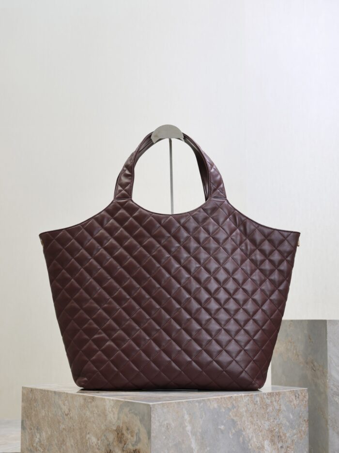 Oversized Nappa Leather Quilted Tote with Le Cassandre – Cabernet Red, Antique Bronze Hardware - Image 8