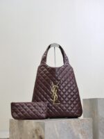 Oversized Nappa Leather Quilted Tote with Le Cassandre – Cabernet Red, Antique Bronze Hardware - Image 9
