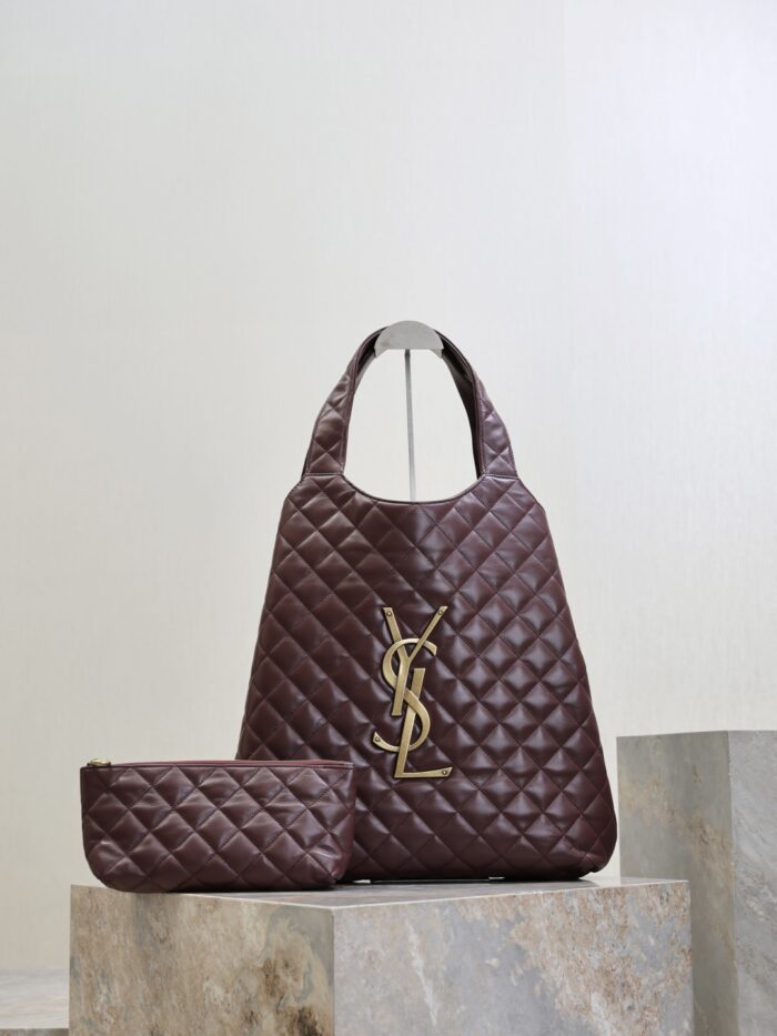 Oversized Nappa Leather Quilted Tote with Le Cassandre – Cabernet Red, Antique Bronze Hardware - Image 9