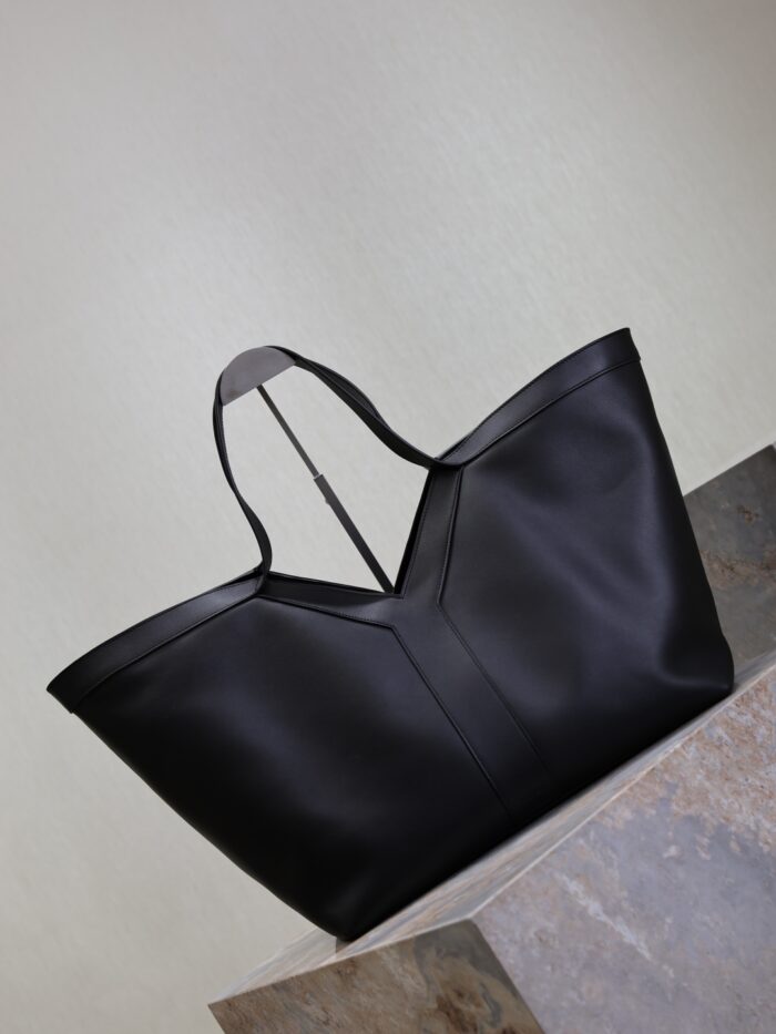 Luxury Y Initial Tote Bag – Black, Finely Grained Calf Leather with Suede Lining - Image 2