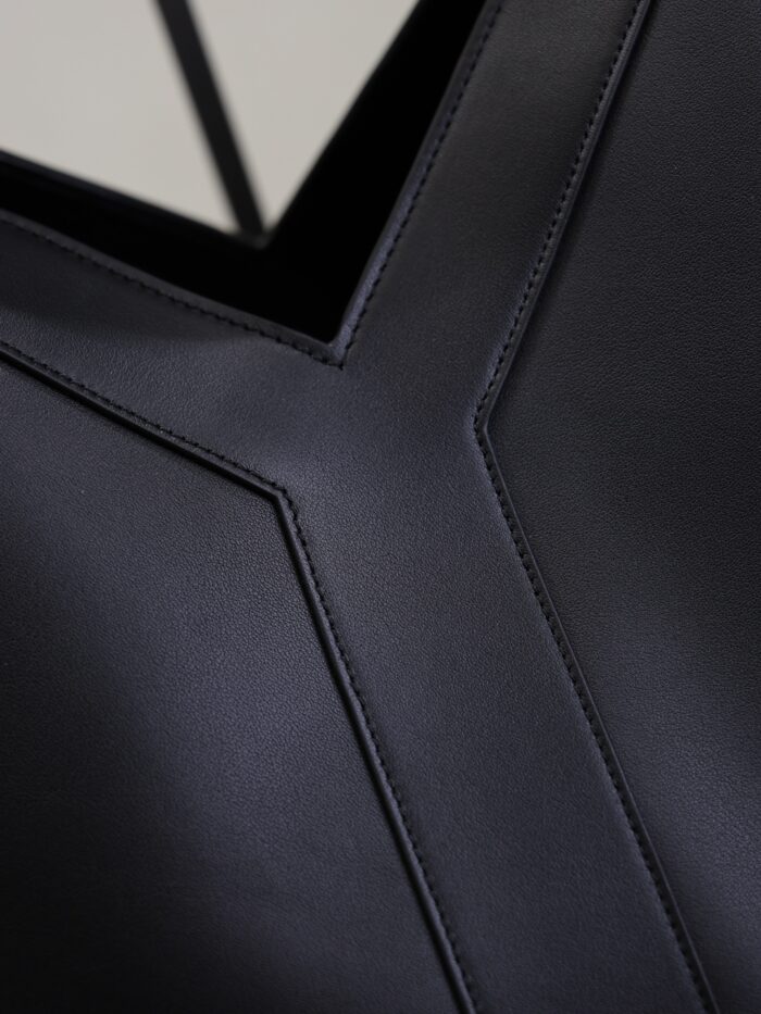 Luxury Y Initial Tote Bag – Black, Finely Grained Calf Leather with Suede Lining - Image 6