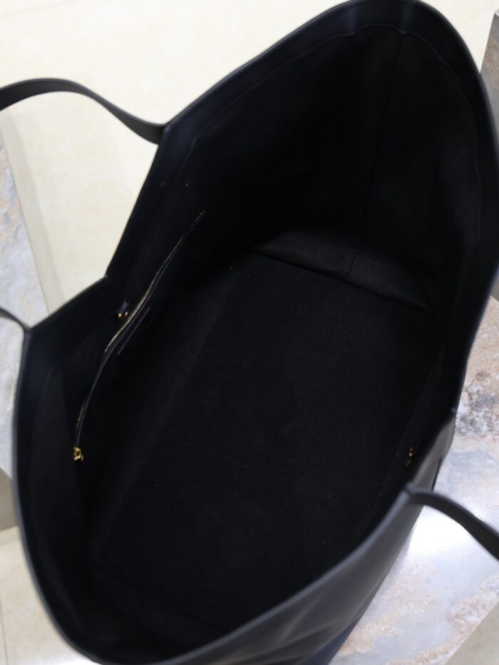 Luxury Y Initial Tote Bag – Black, Finely Grained Calf Leather with Suede Lining - Image 8
