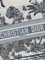 Medium Book Tote Bag – Bayadere & D-Stripes Embroidery, Palm Blue Edition (36cm) - Image 2