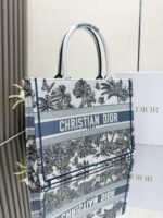 Medium Book Tote Bag – Bayadere & D-Stripes Embroidery, Palm Blue Edition (36cm) - Image 3