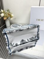 Medium Book Tote Bag – Bayadere & D-Stripes Embroidery, Palm Blue Edition (36cm) - Image 6