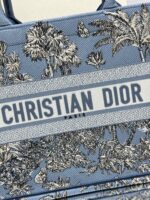 Medium Book Tote Bag – Bayadere & D-Stripes Embroidery, Palm Blue Edition (36cm) - Image 2