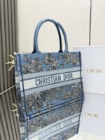 Medium Book Tote Bag – Bayadere & D-Stripes Embroidery, Palm Blue Edition (36cm) - Image 3