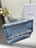 Medium Book Tote Bag – Bayadere & D-Stripes Embroidery, Palm Blue Edition (36cm) - Image 5