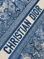 Summer Butterfly Embroidered Tote Bag – Blue, Large (36cm) - Image 2