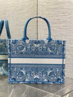 Summer Butterfly Embroidered Tote Bag – Blue, Large (36cm) - Image 4