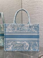 Dior Book Tote – Dioriviera Edition, Medium Size, Blue & White Tiger Embroidery - Image 4