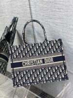 Dior Book Tote – Blue Oblique Embroidered, Multiple Sizes