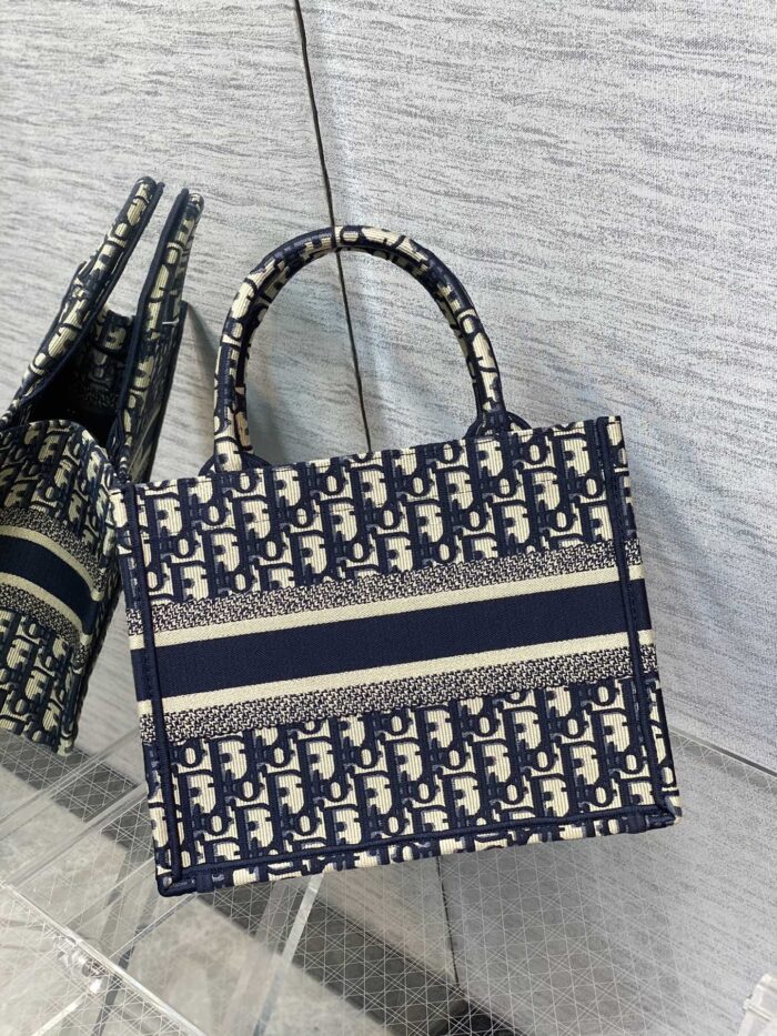 Dior Book Tote – Blue Oblique Embroidered, Multiple Sizes - Image 5