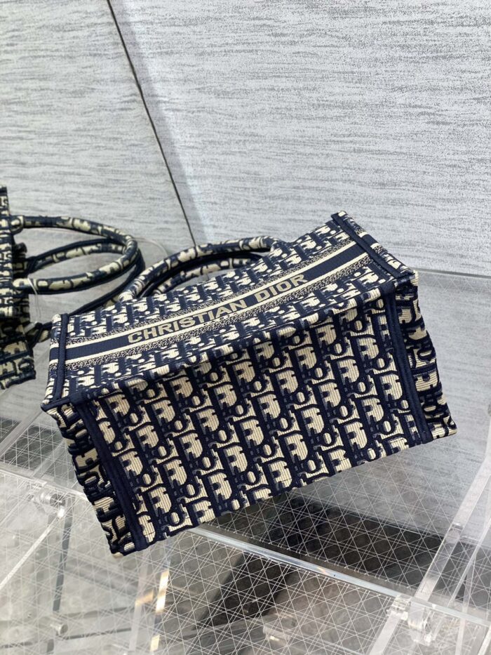 Dior Book Tote – Blue Oblique Embroidered, Multiple Sizes - Image 6