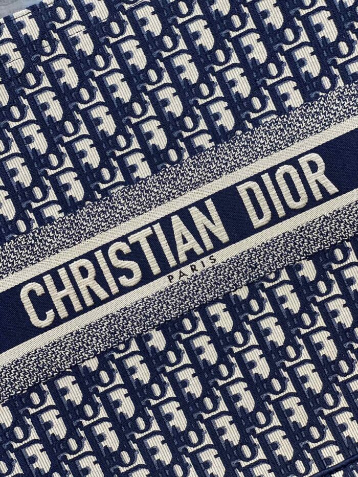 Dior Book Tote – Blue Oblique Embroidered, Multiple Sizes - Image 9