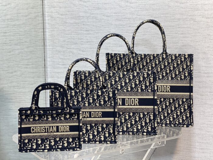 Dior Book Tote – Blue Oblique Embroidered, Multiple Sizes - Image 2